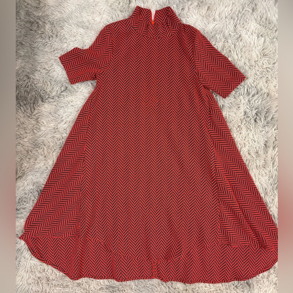 Chic Vintage Red Chevron High-Low Dress